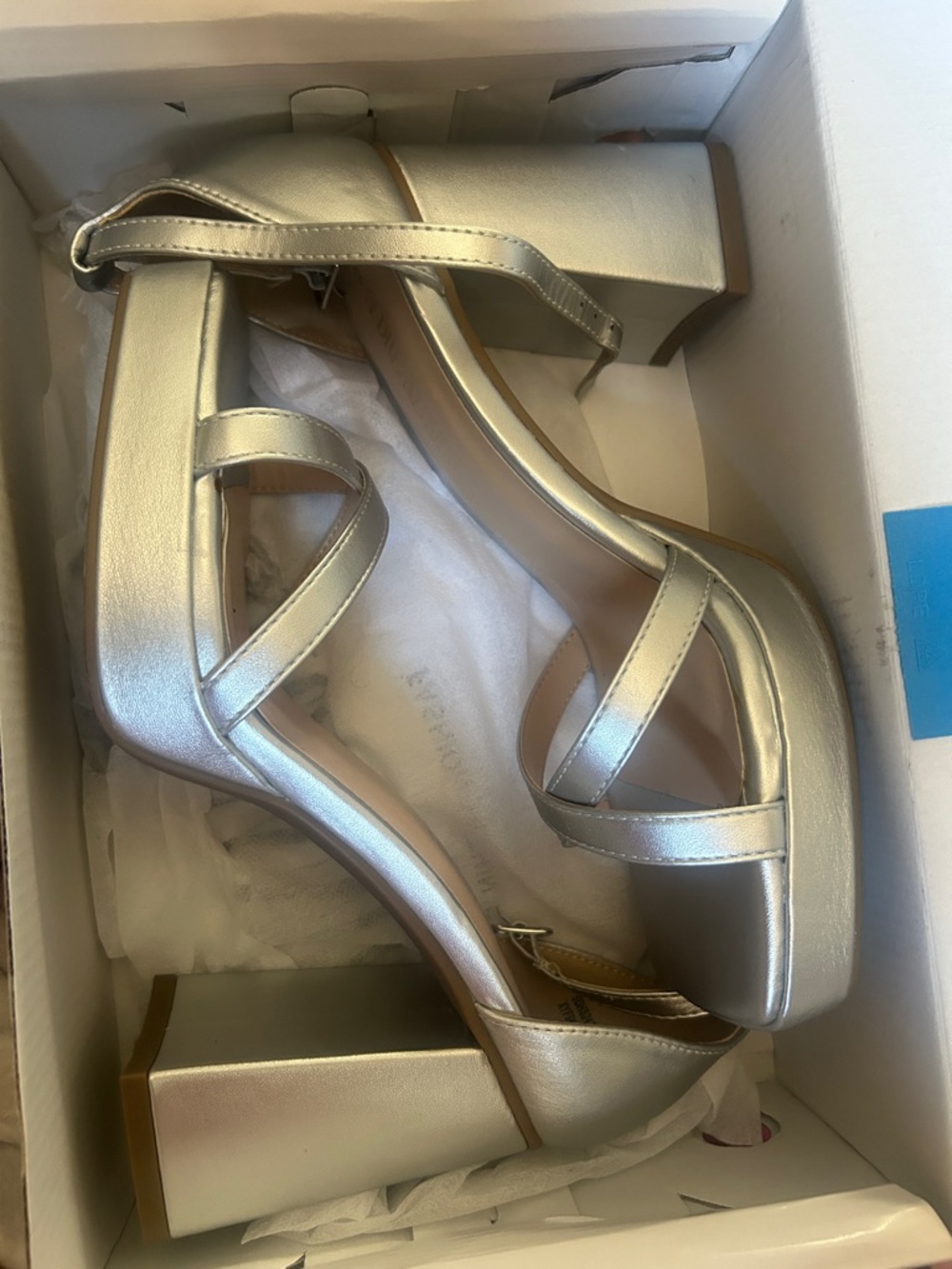 Dream Pairs Metallic Silver Block Heel Sandals